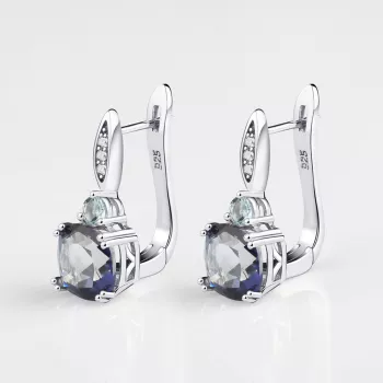 Ocean Blue Clip-On Earrings in 925 Sterling Silver