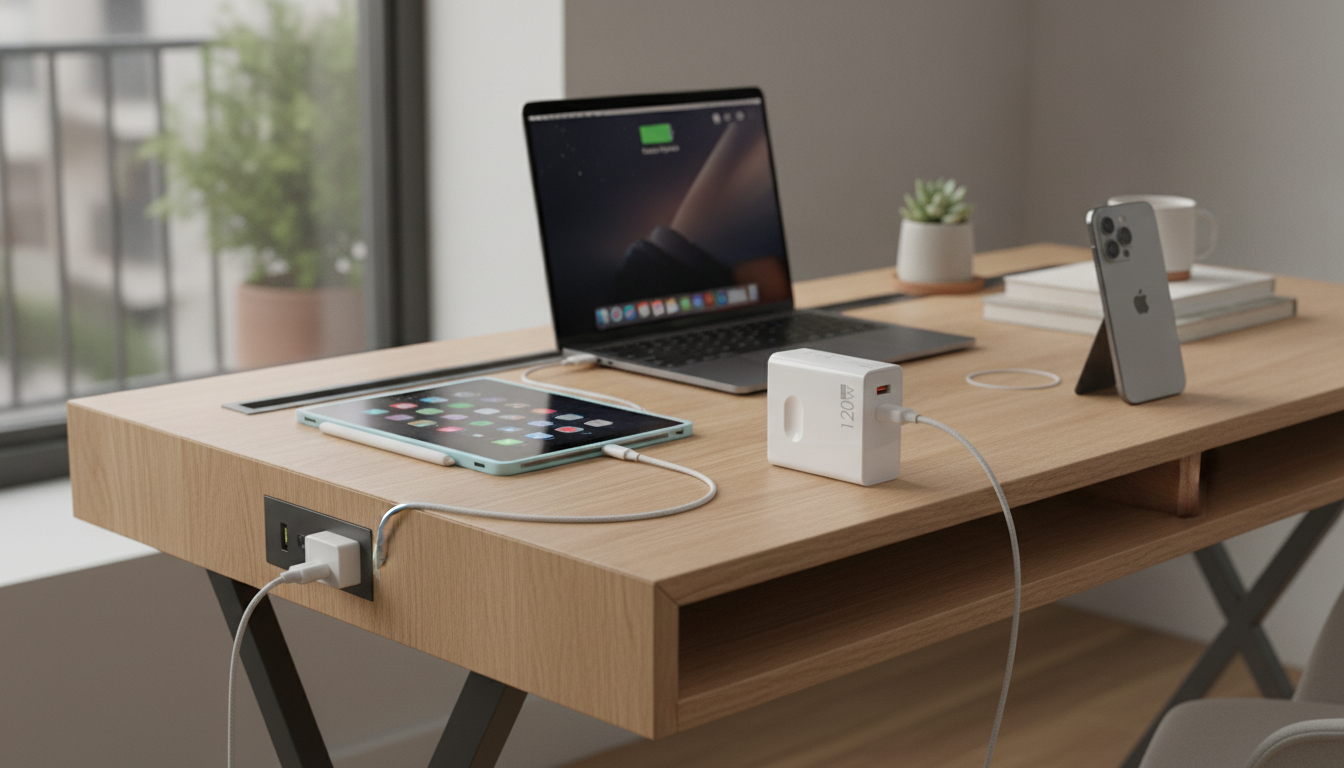 120W Dual-Port USB-C PD Charger for iPhone, iPad, Mac