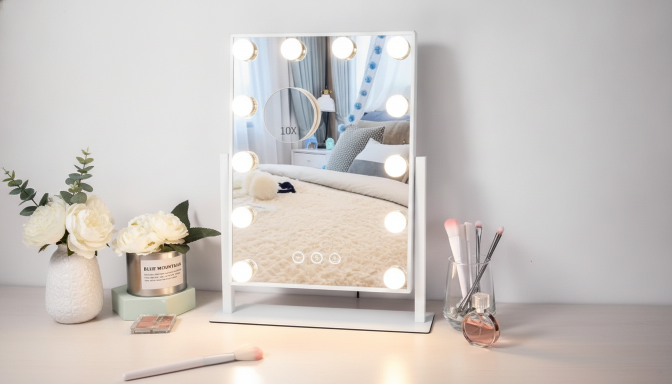 3-Color LED Vanity Mirror: 10X Magnification & Touch