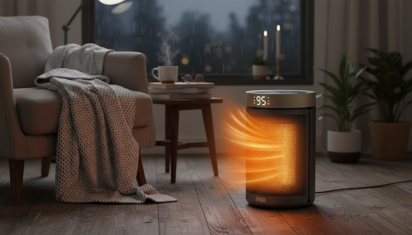 Portable 1500W Space Heater: Thermostat, Timer, Eco + Fan
