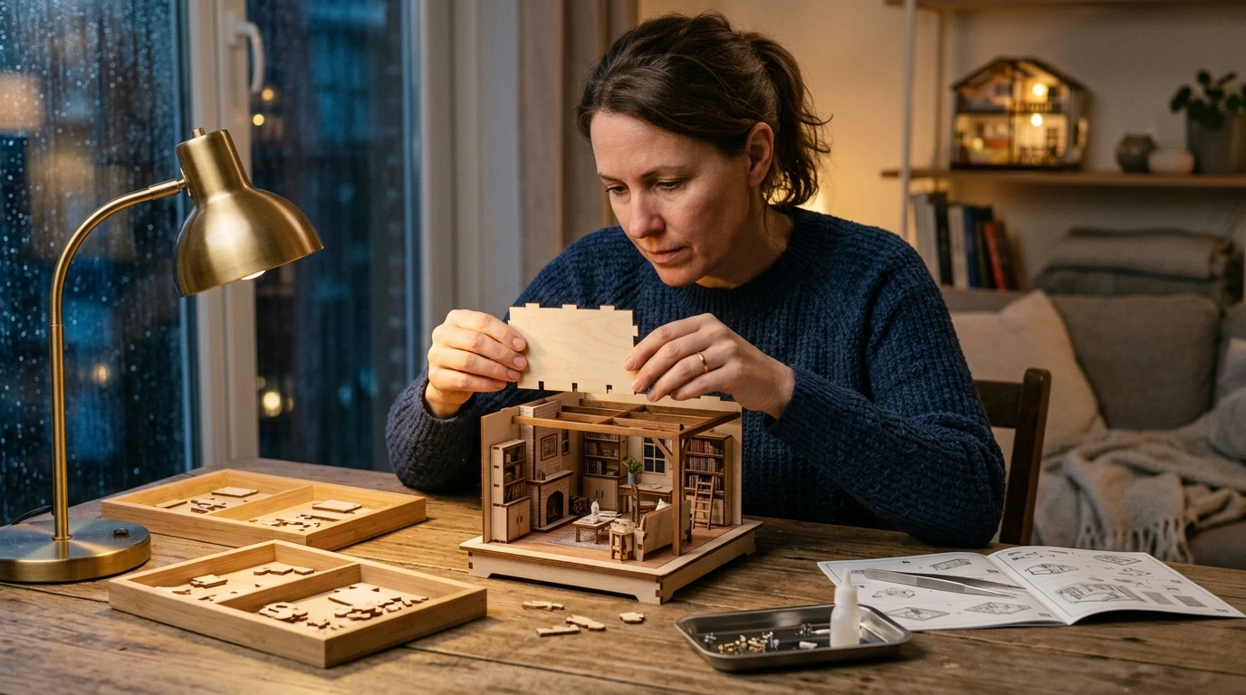DIY 3D Miniature House Puzzle Kit for Craft Nights