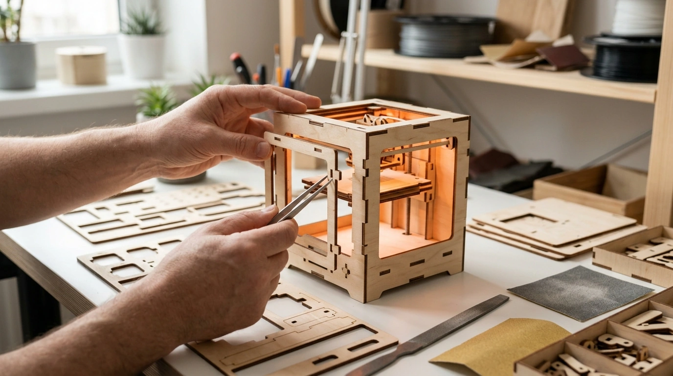 DIY 3D Printing Press Wooden Puzzle Kit with LEDs