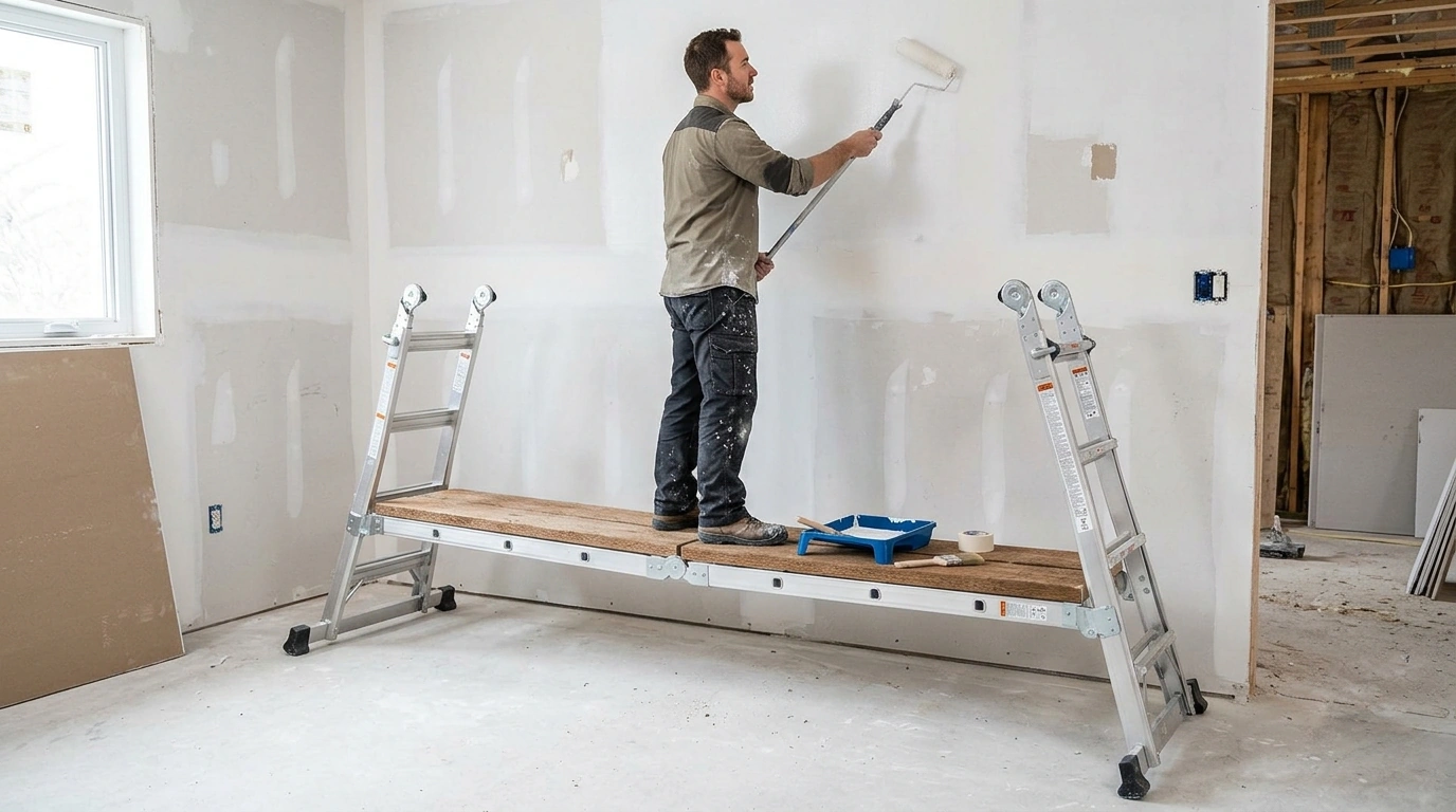 Folding Ladder + Scaffold Boards: Safer DIY Platforms