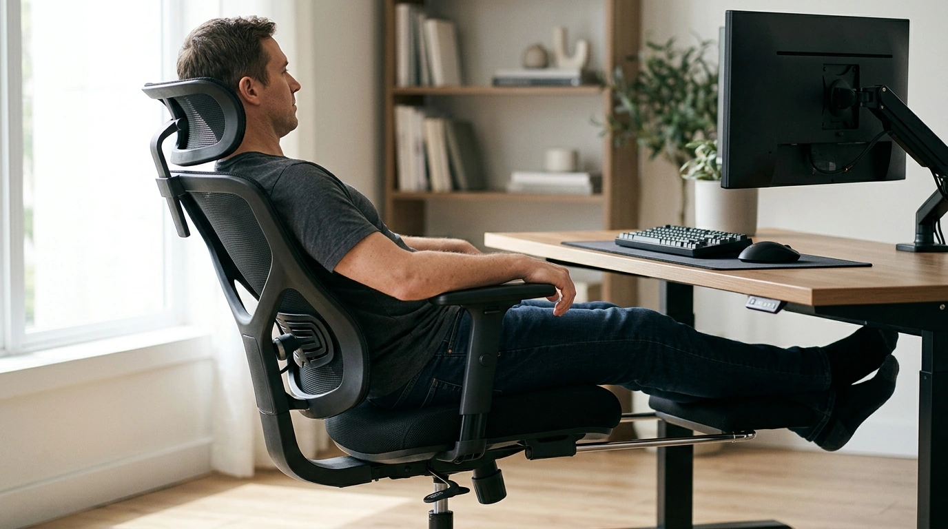Mesh Reclining Office & Gaming Chair with Footrest