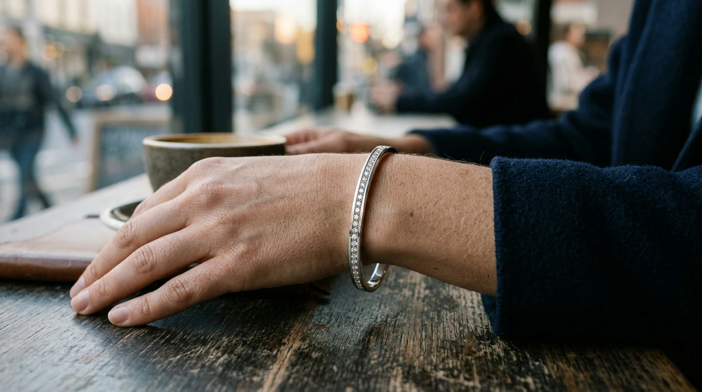 S925 Iced Out Moissanite Bangle: Unisex Silver Shine