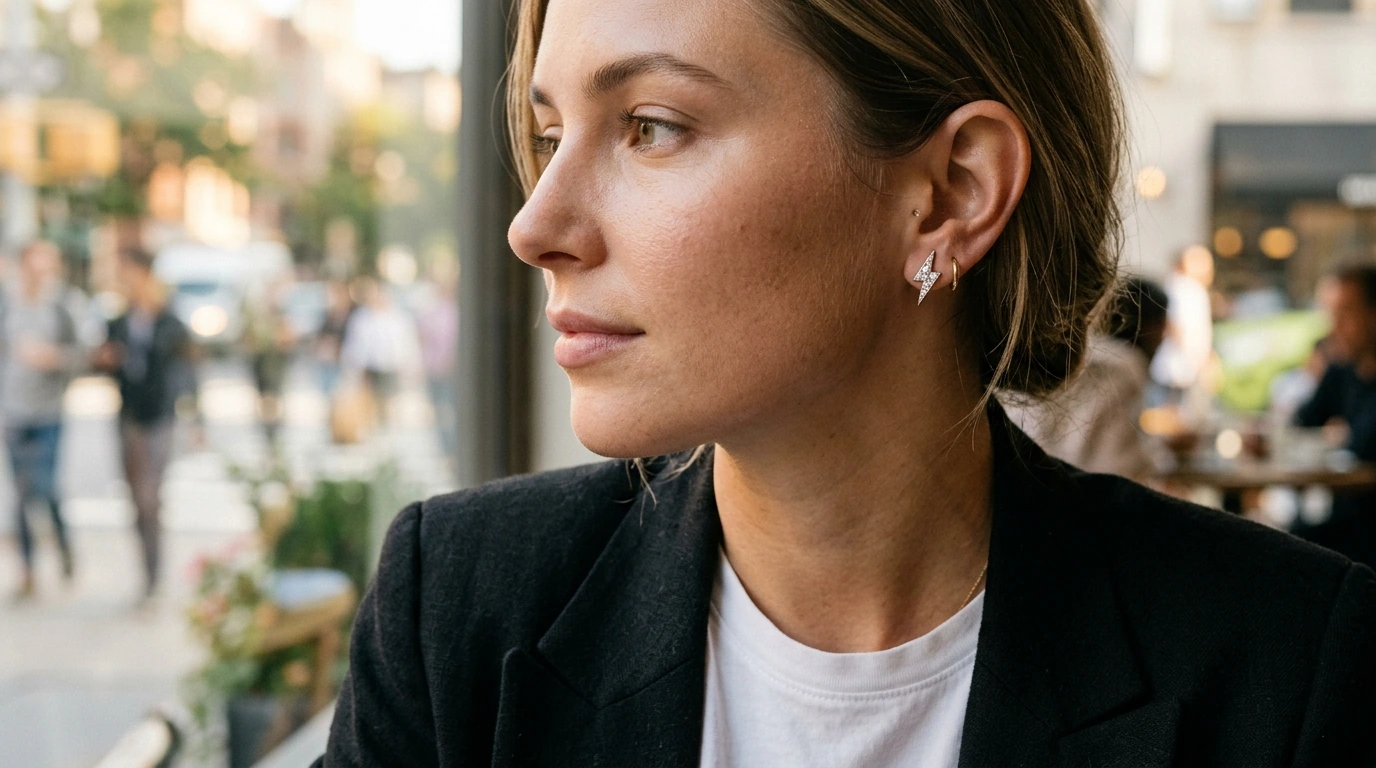 Tiny Moissanite Lightning Stud Earrings: Everyday Edge