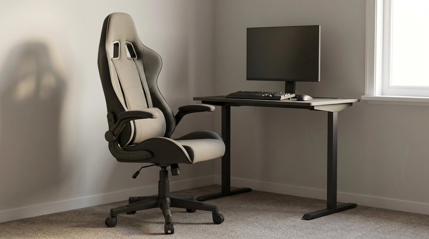 Ergonomic Racing Gaming Chair: Flip-Up Arms + Lumbar