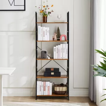 5-Tier Bookshelf Setup: Modern, Space-Saving Office Storage